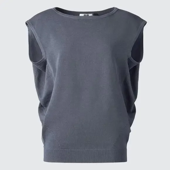 Uniqlo U Sleeveless Crew Neck Cotton Cocoon Sweater Beige Small - Picture 4 of 4